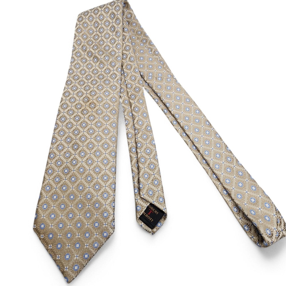 Robert Talbott‎ Best of Class 100% Silk Hand Sewn Brown Blue 59" Made in USA